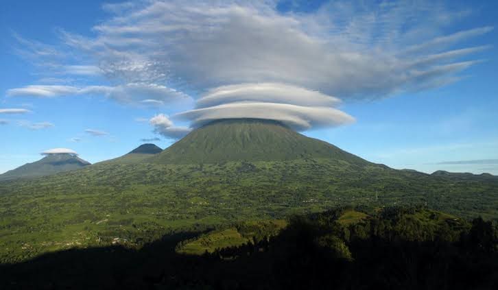 Lenticular cloud crowning a volcano in Volcanoes National Park