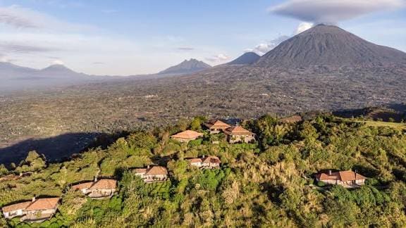 Luxury lodge on a volcano-side hill in Rwanda