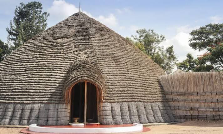 Traditional thatched royal palace hut at the King's Palace Museum, Nyanza, Rwanda