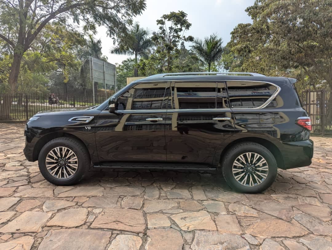Black Nissan Patrol V8 SUV on a Kigali street