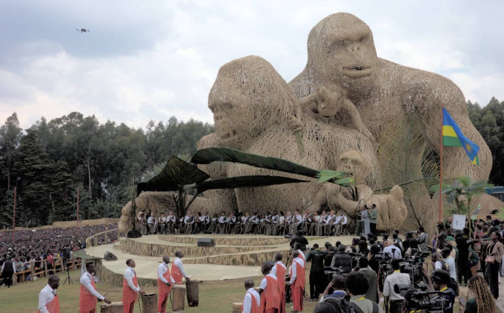 Kwita Izina gorilla naming ceremony stage with a crowd
