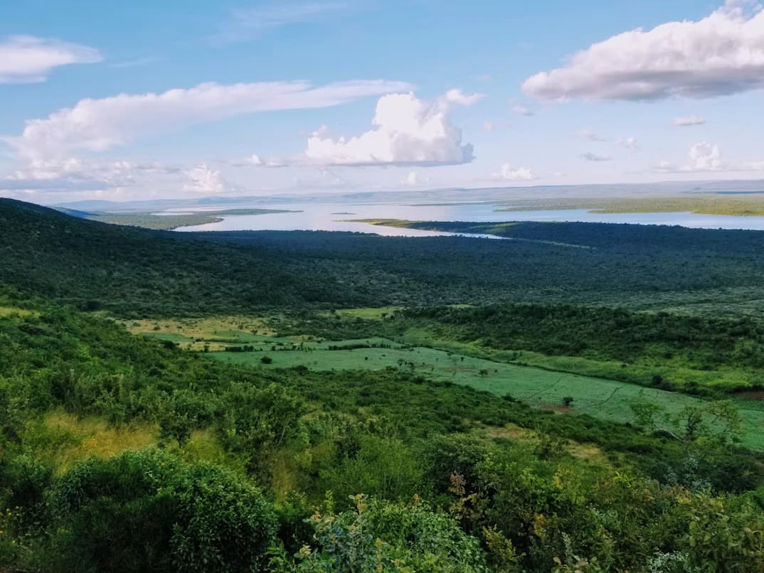 Rolling green valley and hills in Rwanda
