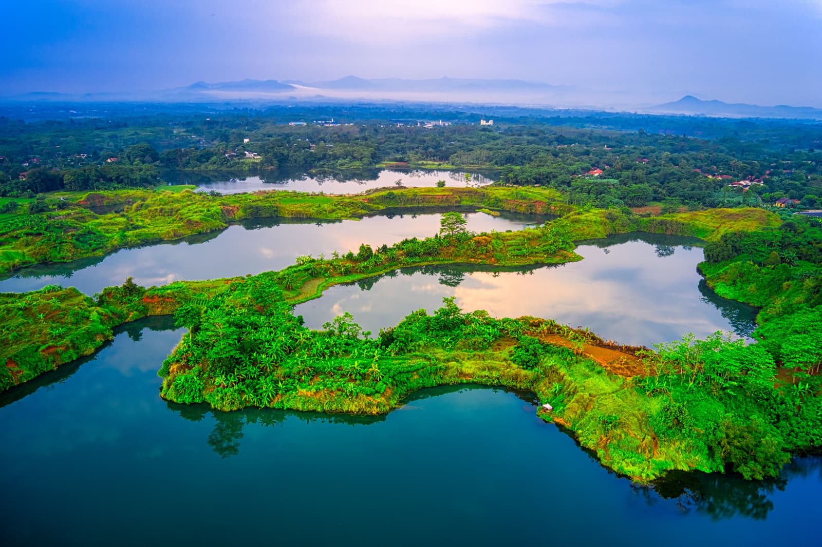 Aerial view of the Twin Lakes Burera and Ruhondo